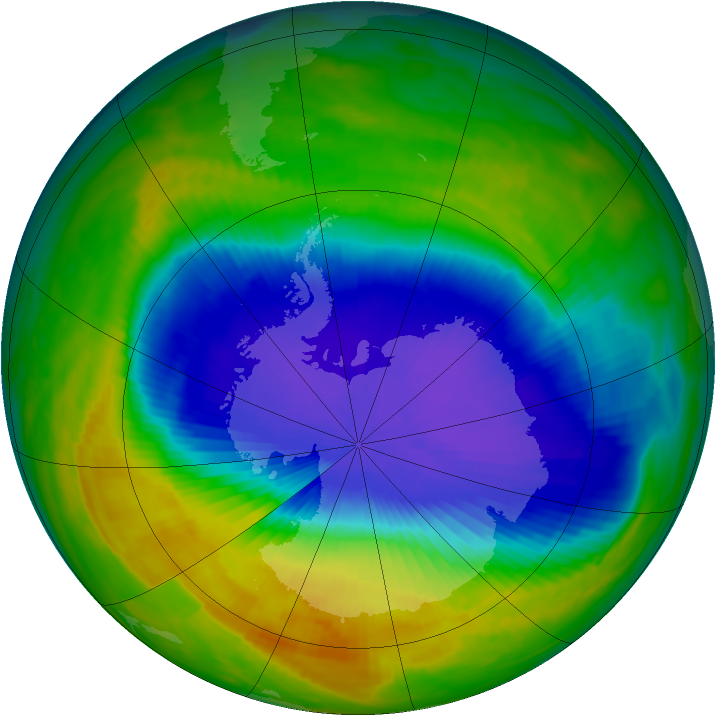 Antarctic ozone map for 17 October 1992